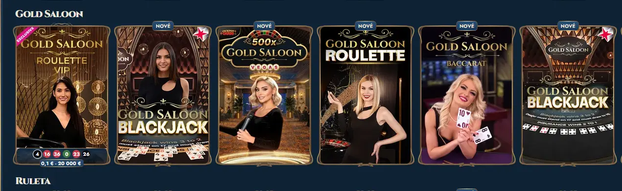 Herní automat Gold Saloon dostupný v katalogu Rich Royal Casino
